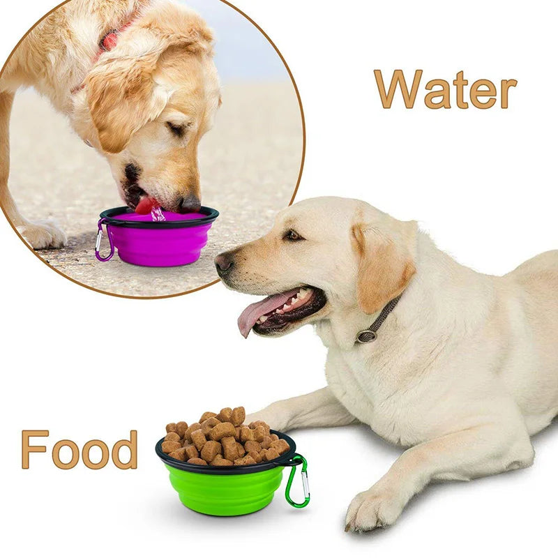 New Portable Silicone Pet Feeder Collapsible Car Carry Pet Bowls Food Water Feeding Dog Cat Outdoor Travel Food Bowls Container