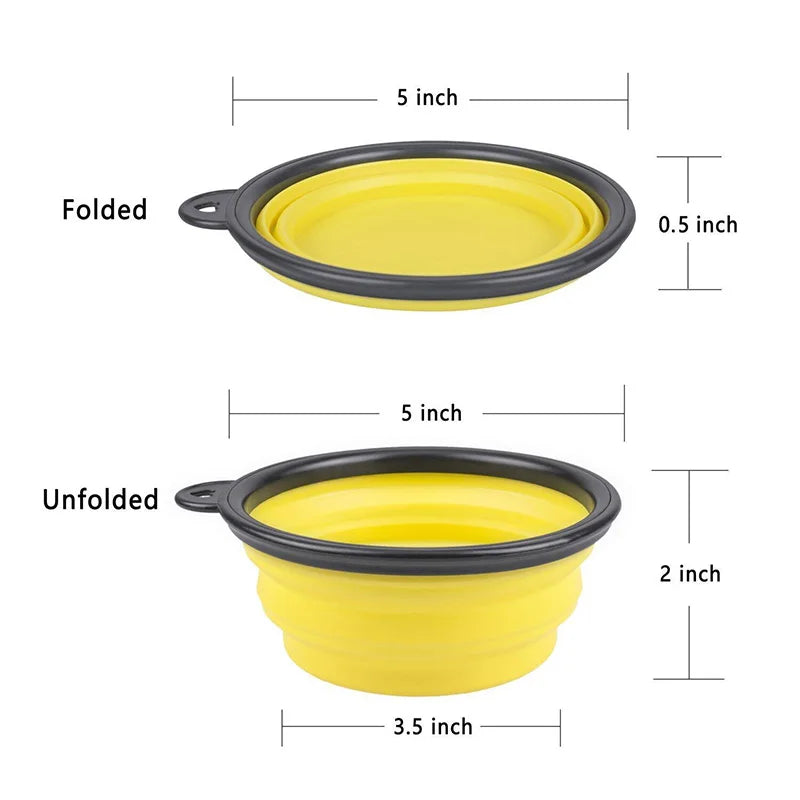 New Portable Silicone Pet Feeder Collapsible Car Carry Pet Bowls Food Water Feeding Dog Cat Outdoor Travel Food Bowls Container