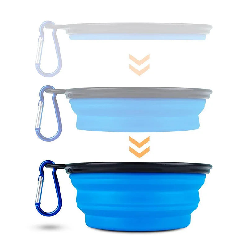 New Portable Silicone Pet Feeder Collapsible Car Carry Pet Bowls Food Water Feeding Dog Cat Outdoor Travel Food Bowls Container
